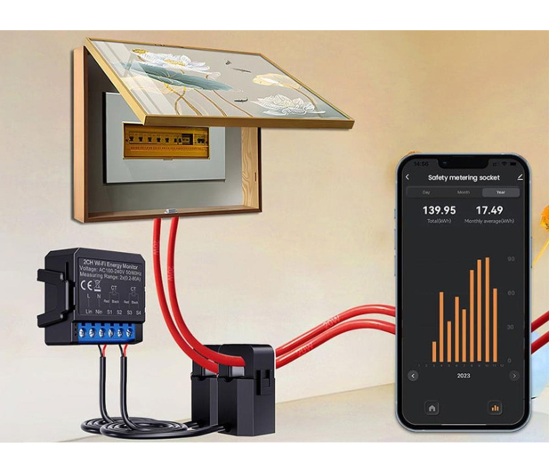 Avatto Inteligentny dwukierunkowy licznik energii  WiFi WPM16-2 - 1510597 - zdjęcie 3